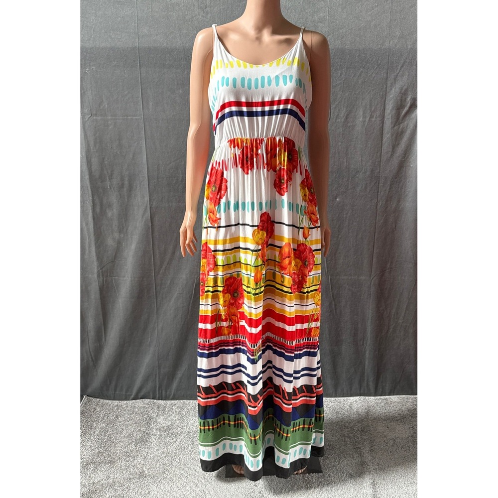 Desigual Women's Floral Maxi Sun Dress US 12‎ EU 44 Viscose Summer Boho Coastal